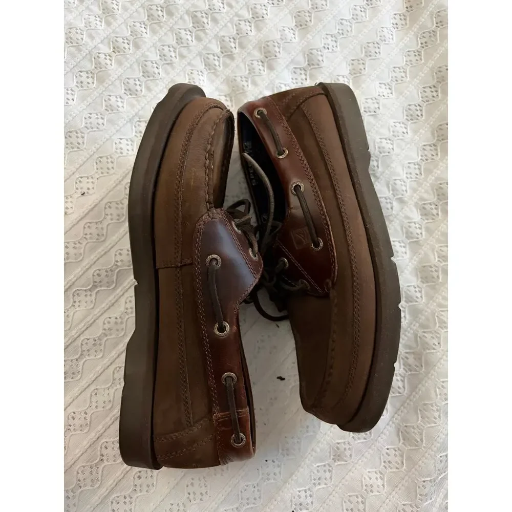 Sperry Top-Sider Brown Leather Boat Shoes Men's Size 8M Lace-Up Casual